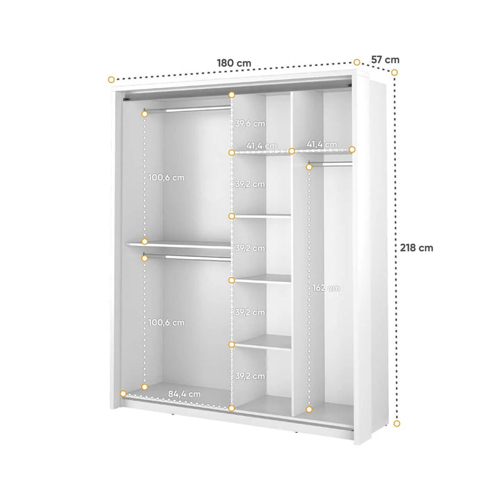 Isabella Sliding Door Wardrobe 180cm White Matt