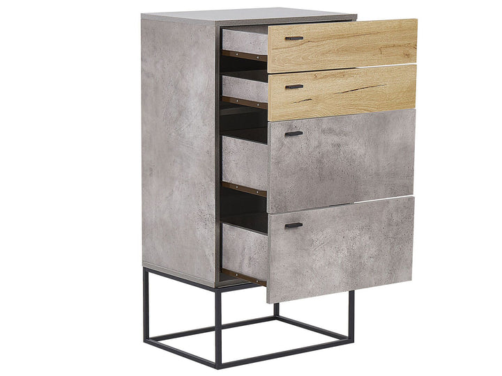 Cascio II 4 Drawer Chest Concrete Effect with Light Wood