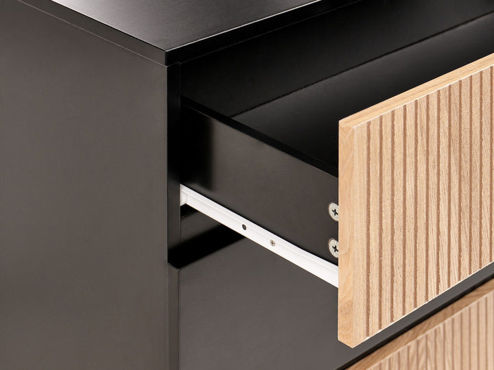 4 Drawer Chest Wood Natural Ash Wood Black Bratchell