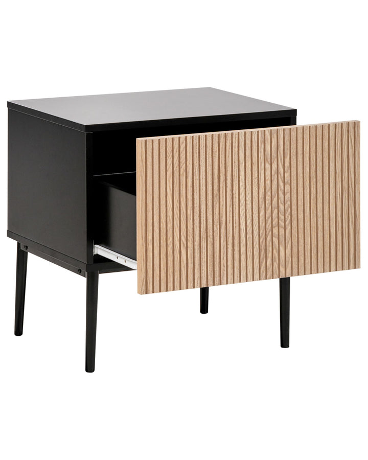 Bedside Table Natural Ash Wood Black Bratchell