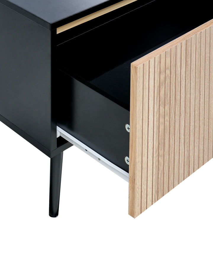 Bedside Table Natural Ash Wood Black Bratchell