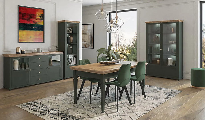 Evora 92 Extendable Dining Table - Green & Oak Lefkas, Versatile Seating