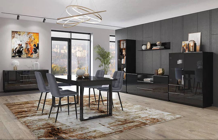 Helio 92 Sophisticated Black Extending Dining Table