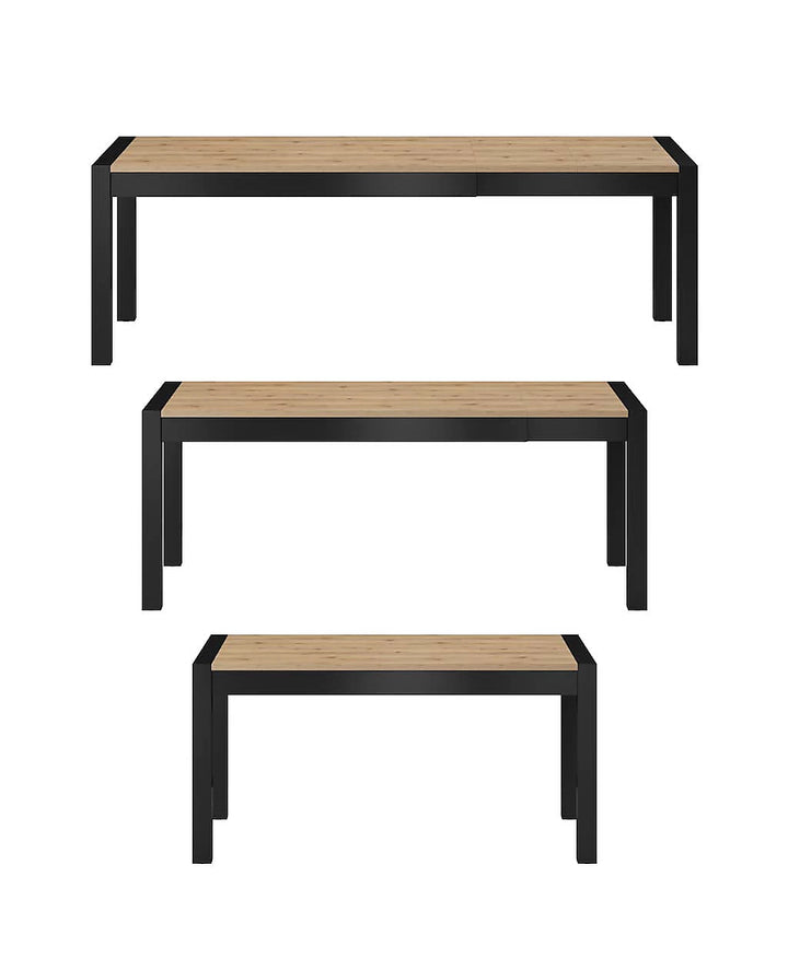 Aktiv Elegant Extending Dining Table in Oak Taurus & Black Matt - Versatile Dining Solution