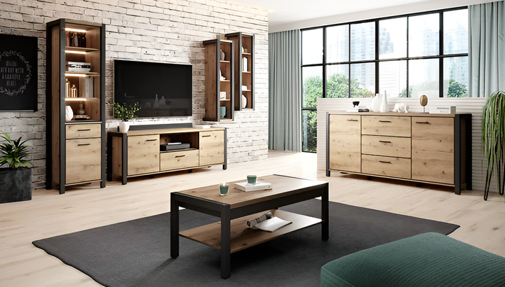 Aktiv Elegant Extending Dining Table in Oak Taurus & Black Matt - Versatile Dining Solution