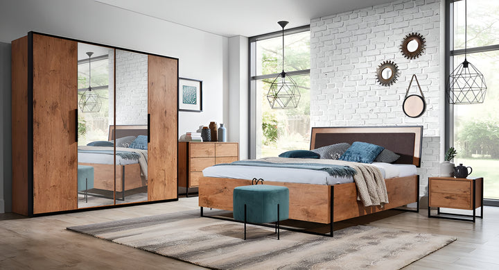 Loft Ottoman Bed - EU Super King 180 x 200cm Oak Lancelot & Black