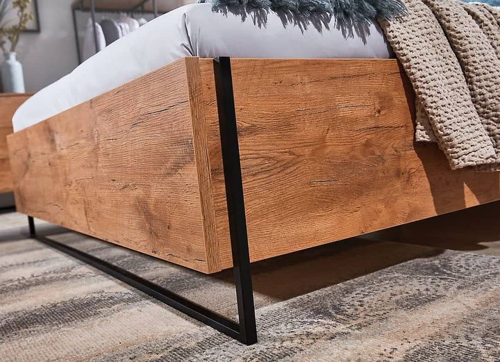 Loft Ottoman Bed - EU Super King 180 x 200cm Oak Lancelot & Black