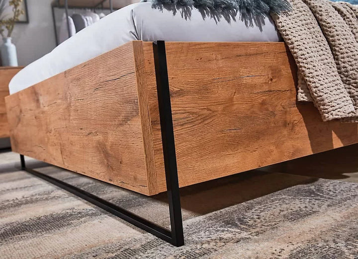 Loft Ottoman Bed - EU King  160 x 200cm Oak Lancelot & Black