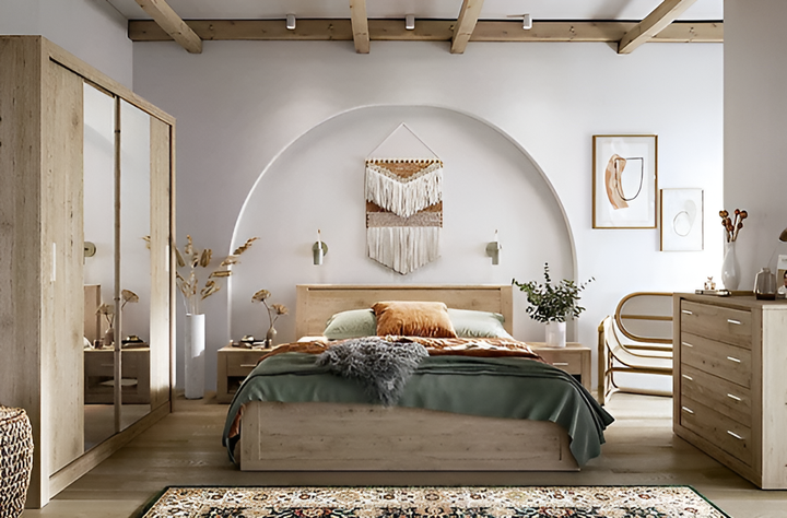 Idea 08 Contemporary EU King Size 160 x 200cm Bed Oak Effect