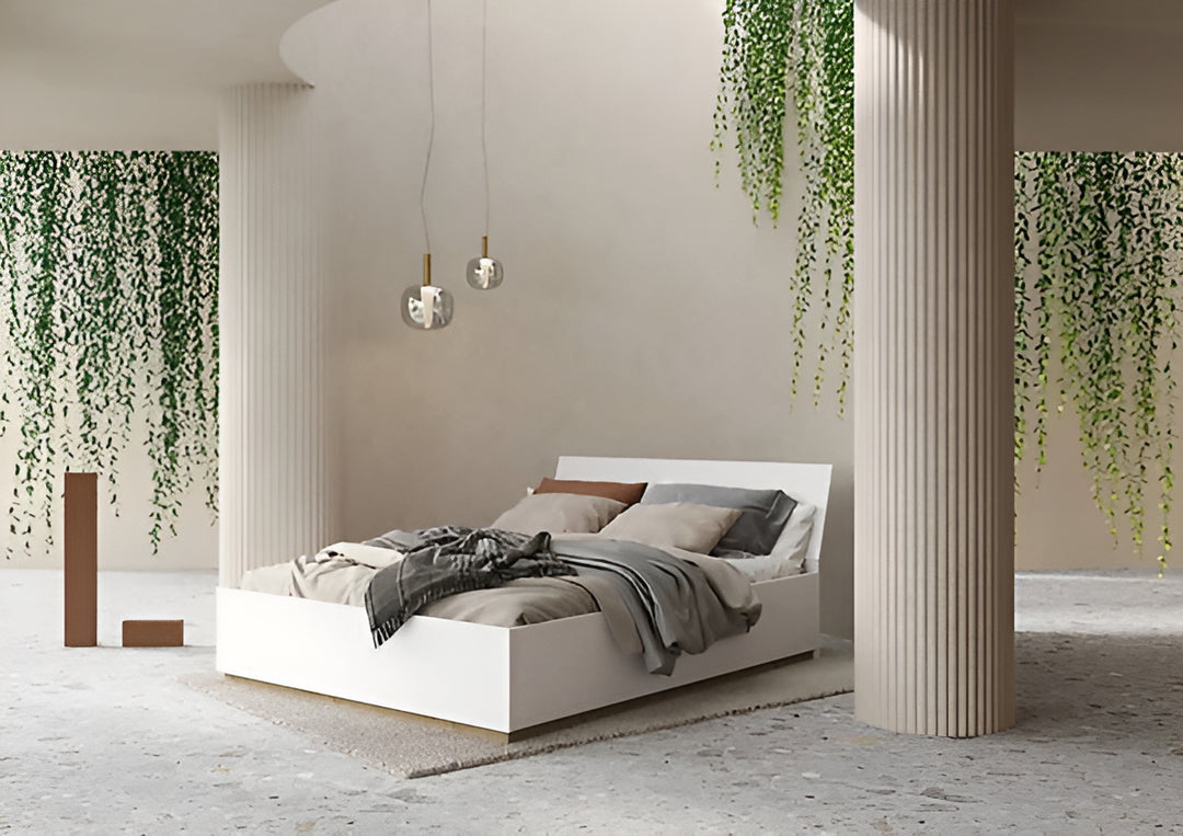 Modern Futura Ottoman Bed in White Gloss & Oak Riviera - EU King Size 160 x 200cm with Under-Bed Storage