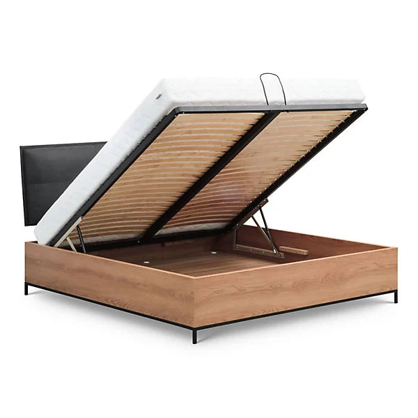 Elegant Loft Caramel Ottoman Bed EU King 160 x 200cm and Upholstered Headboard