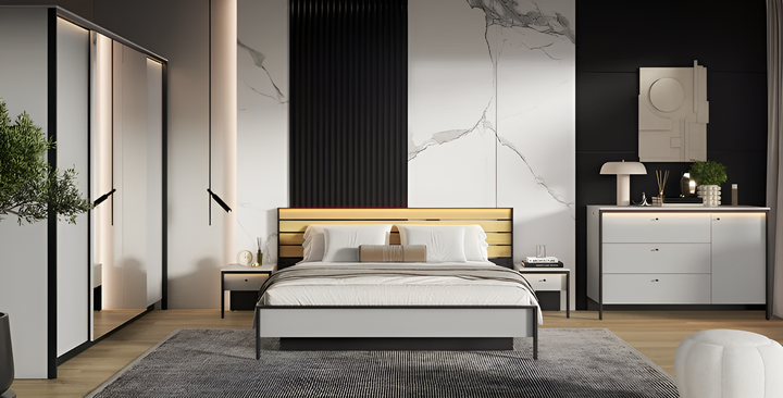 Gris Ottoman Bed EU King Size 160 x 200cm with Spacious Underbed Storage and LED Lighting
