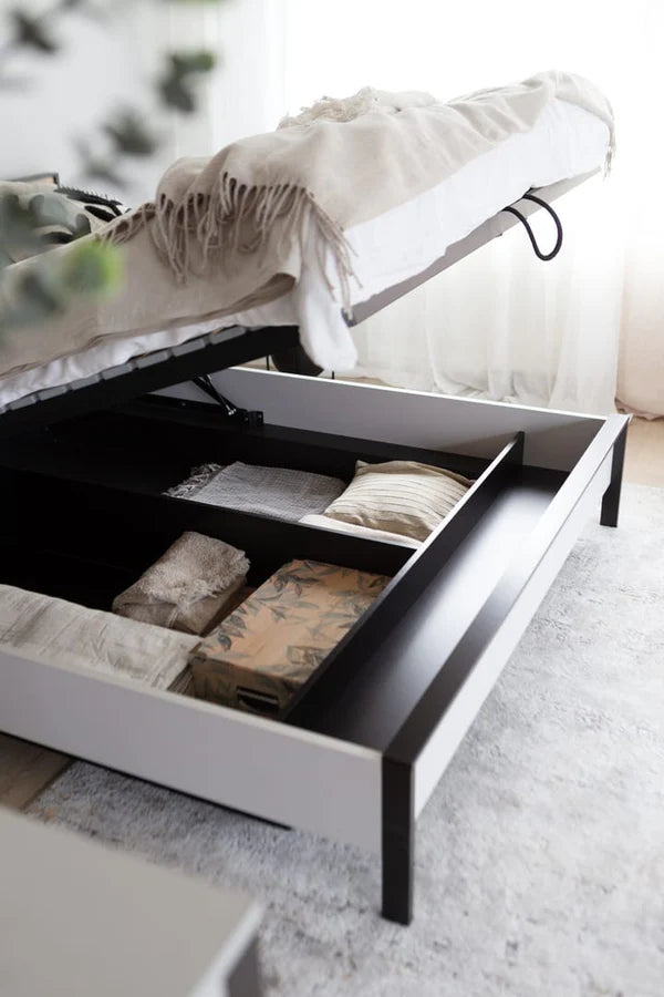 Gris Stylish Ottoman Bed EU Super King Size 180 x 200cm with Spacious Underbed Storage and LED Lighting