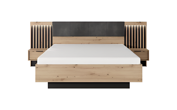 Tally Contemporary Ottoman Bed Frame EU King Size Artisan Oak Effect & Anthracite