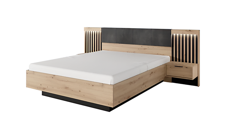 Tally Contemporary Ottoman Bed Frame EU King Size Artisan Oak Effect & Anthracite