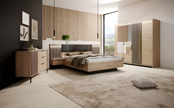 Tally Contemporary Ottoman Bed Frame EU King Size Artisan Oak Effect & Anthracite