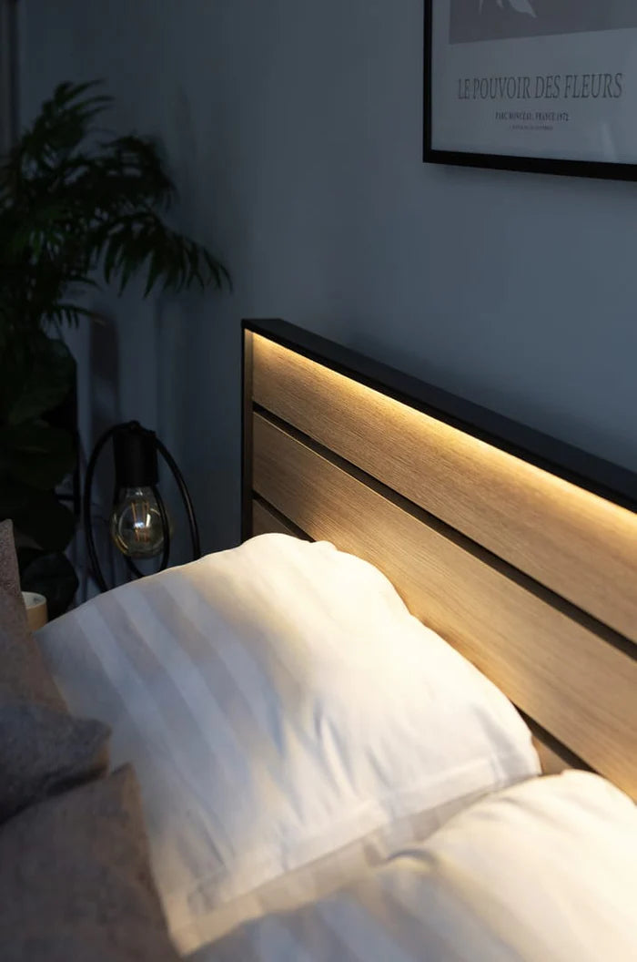 Gris Ottoman Bed EU King Size 160 x 200cm with Spacious Underbed Storage and LED Lighting