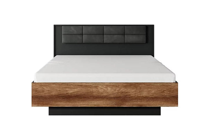 Milton Contemporary Ottoman Bed Frame EU King Size Chestnut Wood Effect & Anthracite