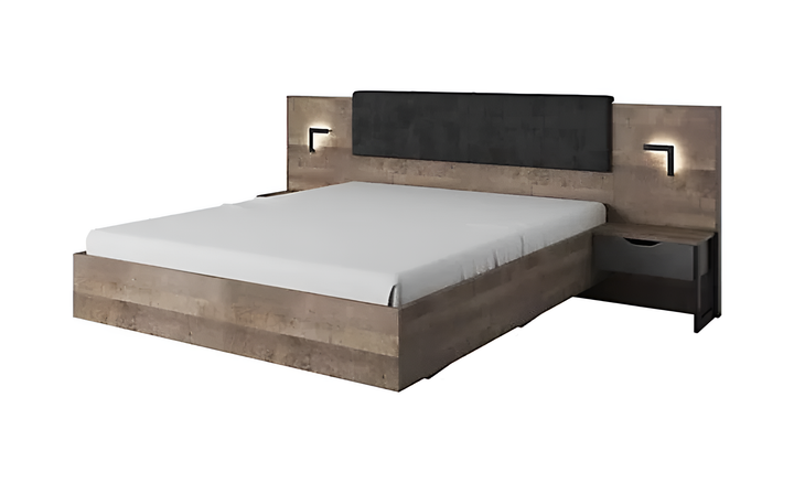 Arden Contemporary Bed Frame EU King Size Oak Grande Effect & Matera