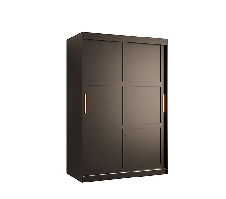 Ramiro I Contemporary 2 Sliding Door Wardrobe 5 Shelves 2 Rails Black Matt 120cm