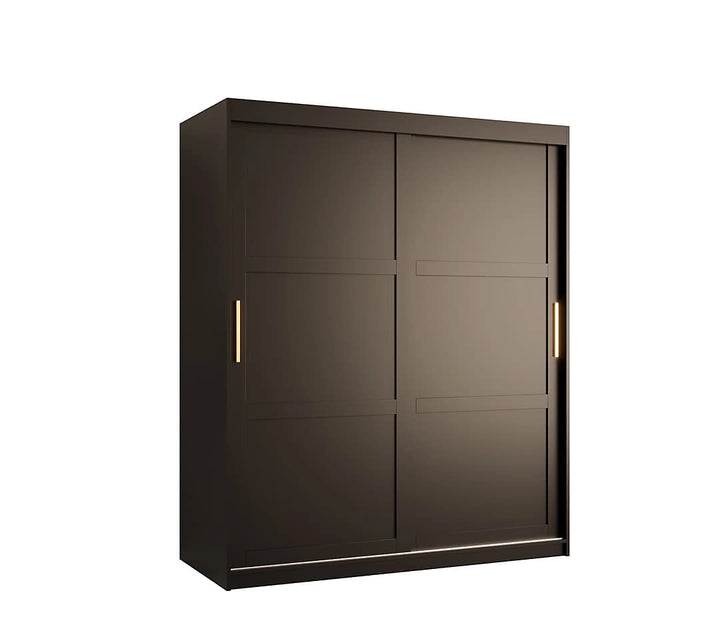 Ramiro I Contemporary 2 Sliding Door Wardrobe 5 Shelves 2 Rails Black Matt
