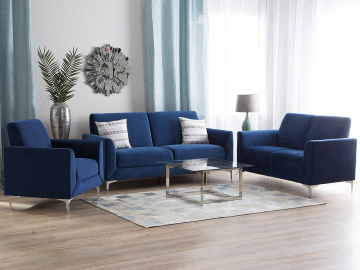 Fenes 3 Seater Velvet Sofa Navy Blue