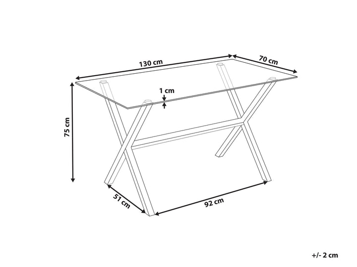 Sterrana Glass Top Dining Table 130 x 70 cm Silver