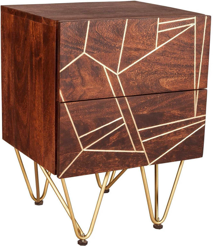 Dark Gold 2 Drawer Side Table
