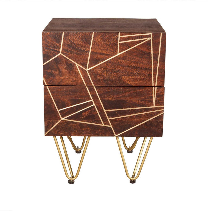Dark Gold 2 Drawer Side Table