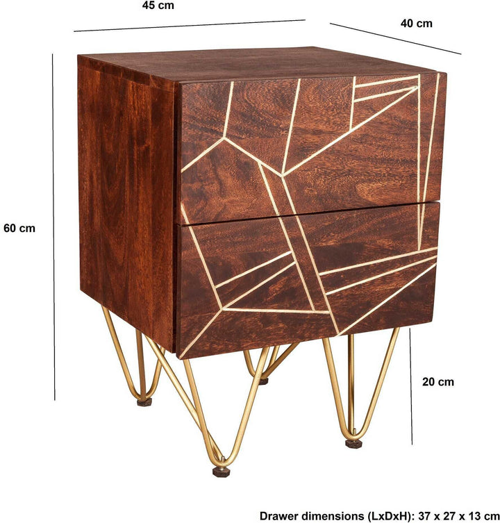 Dark Gold 2 Drawer Side Table