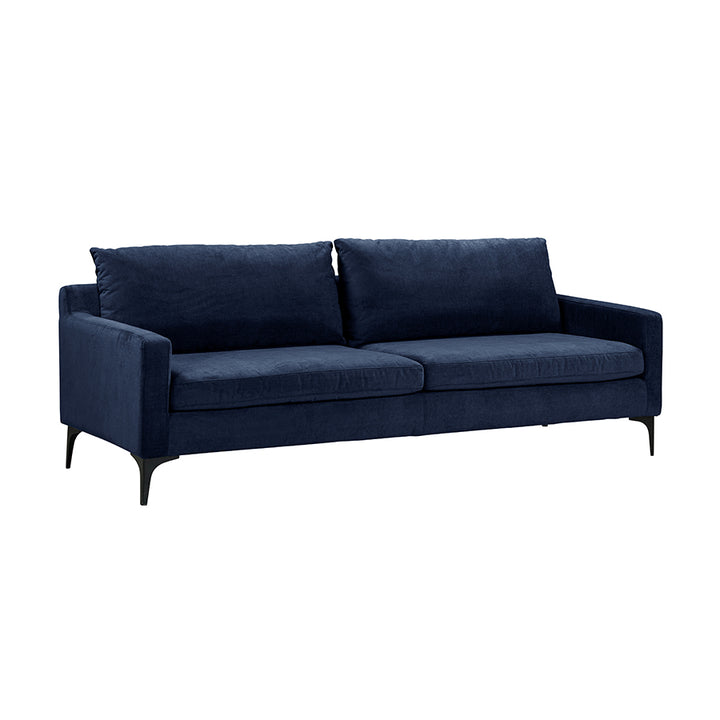 Navy blue sofa on a white background
