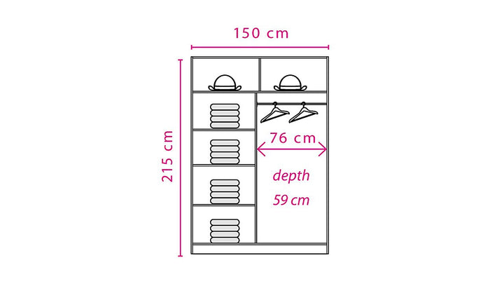 Effect 2 Sliding Mirrored Door Wardrobe in Columbian Walnut - Compact and Contemporary