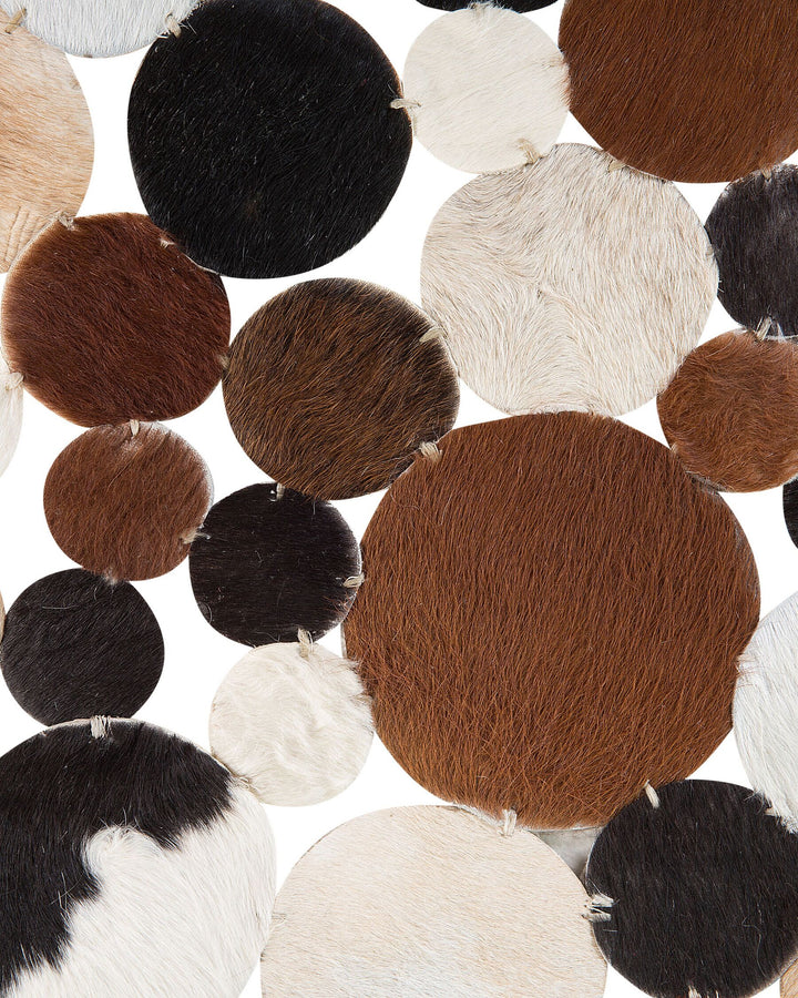 Sorgun Round Cowhide Area Rug ⌀ 140 cm Brown Multicolour
