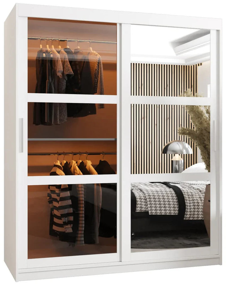 Parma II Sliding Door Wardrobe with Shelves - White Matt