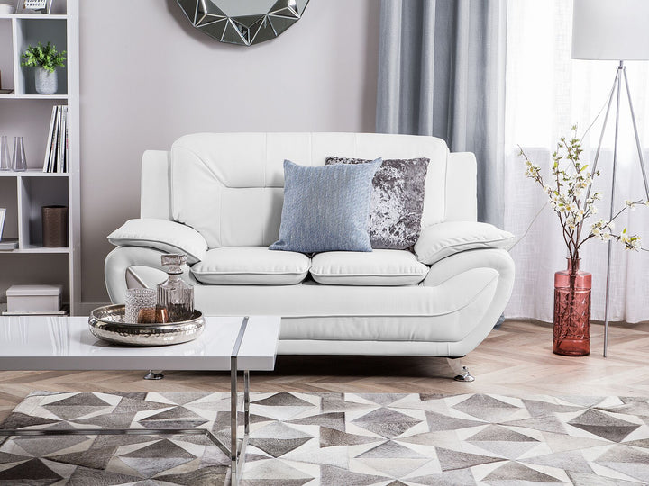 Leira 2 Seater Faux Leather Sofa White