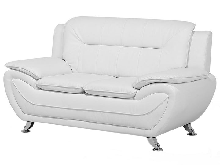 Leira 2 Seater Faux Leather Sofa White
