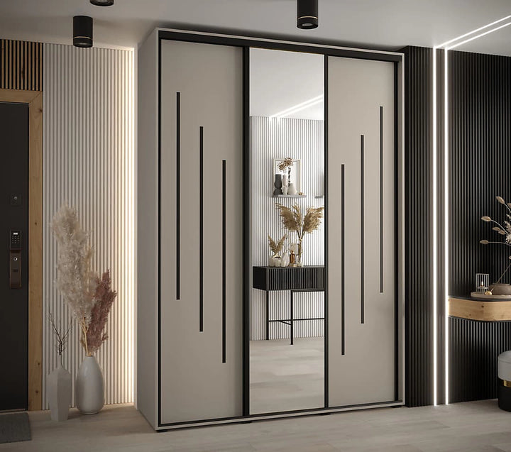 Elegant Dakota IX Sliding Door Wardrobe 170cm - Stylish Storage with Mirrored Door, Hanging Rails, and Shelves