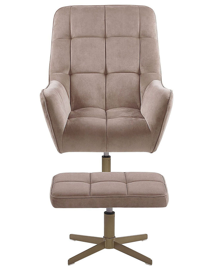 Molle Swivel Armchair with Footstool Velvet Beige