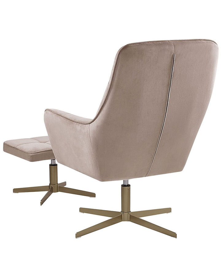 Molle Swivel Armchair with Footstool Velvet Beige