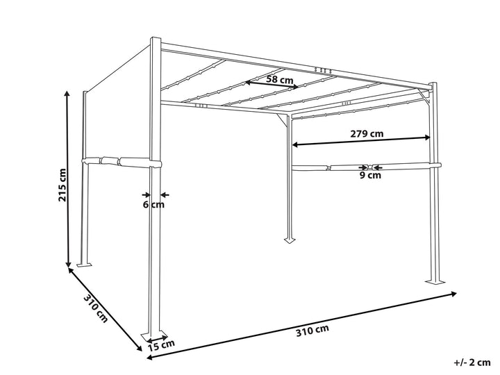 Parga Pergola with LED Lights 310 x 310 cm Dark Grey