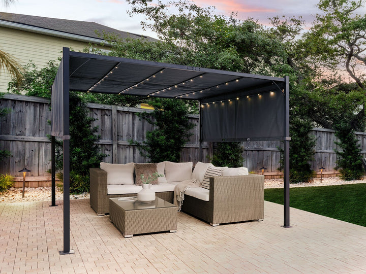 Parga Pergola with LED Lights 310 x 310 cm Dark Grey