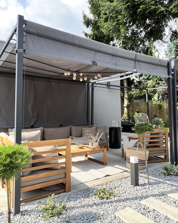 Parga Pergola with LED Lights 310 x 310 cm Dark Grey