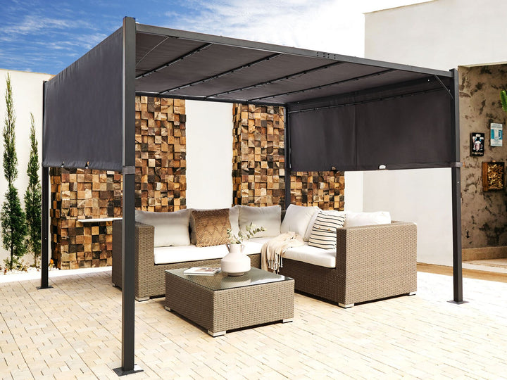 Parga Pergola with LED Lights 310 x 310 cm Dark Grey