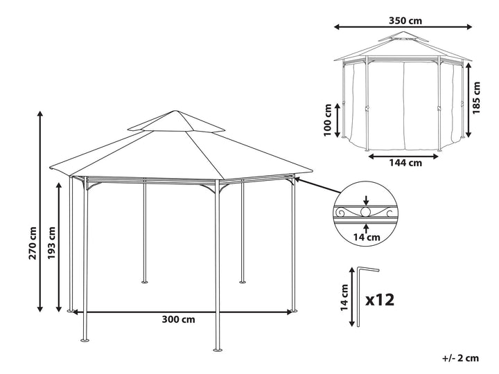 Portel Gazebo ⌀ 350 cm Beige
