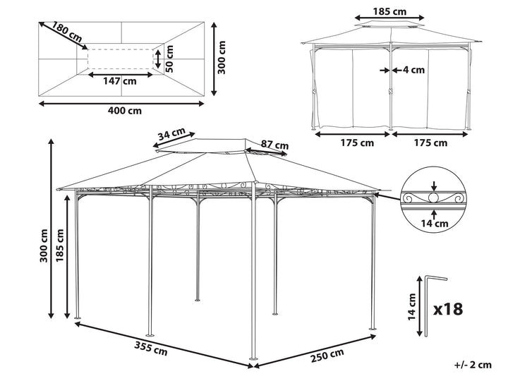 Colos Gazebo 300 x 400 cm Dark Grey