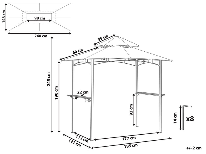 Naro Gazebo 240 x 148 cm Beige