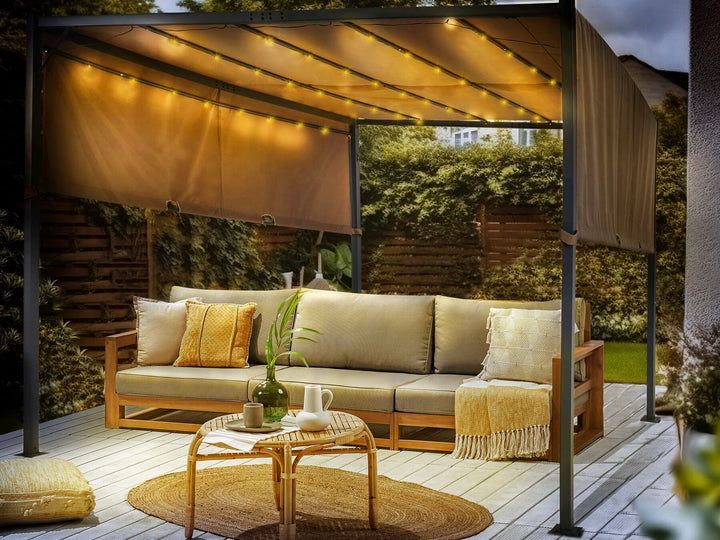 Parga Pergola With LED Lights Brown