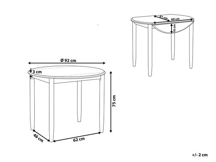 Boswell Extending Wooden Dining Table ⌀ 61/92 cm Light Wood with Light Grey
