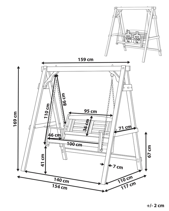 Nerito Patio Swing Wood Dark Brown