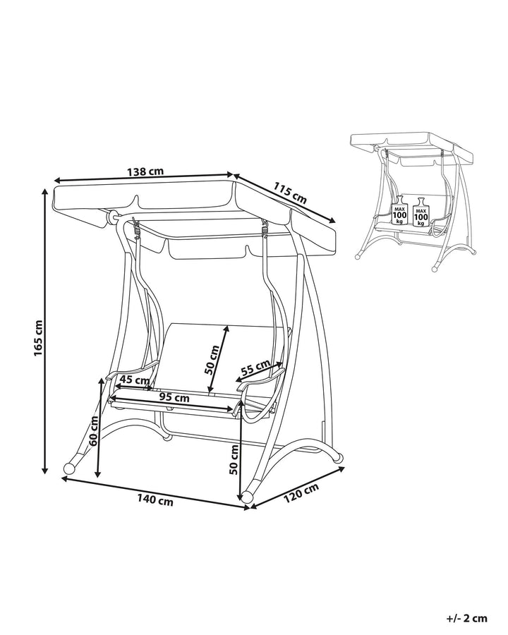 Tesero Patio Swing Metal Grey